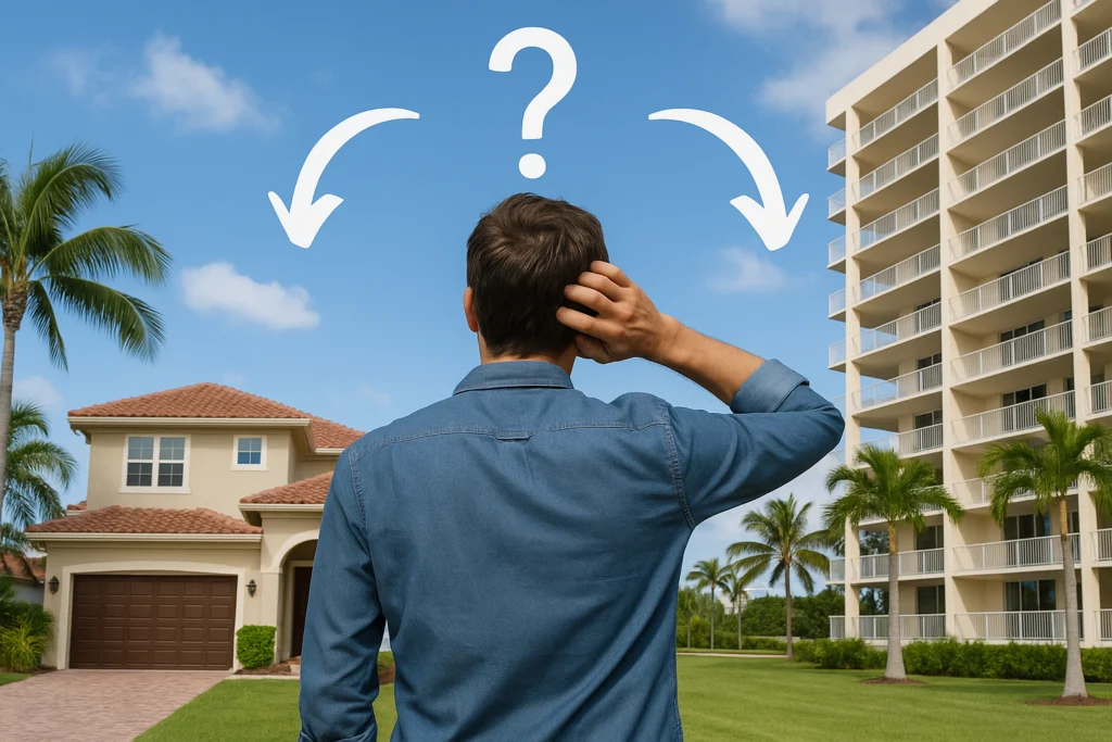 A man deciding between single family home and condo