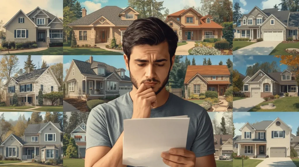 A man trying to choose a house