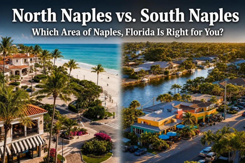 Aerial views of North Naples and South Naples side by side