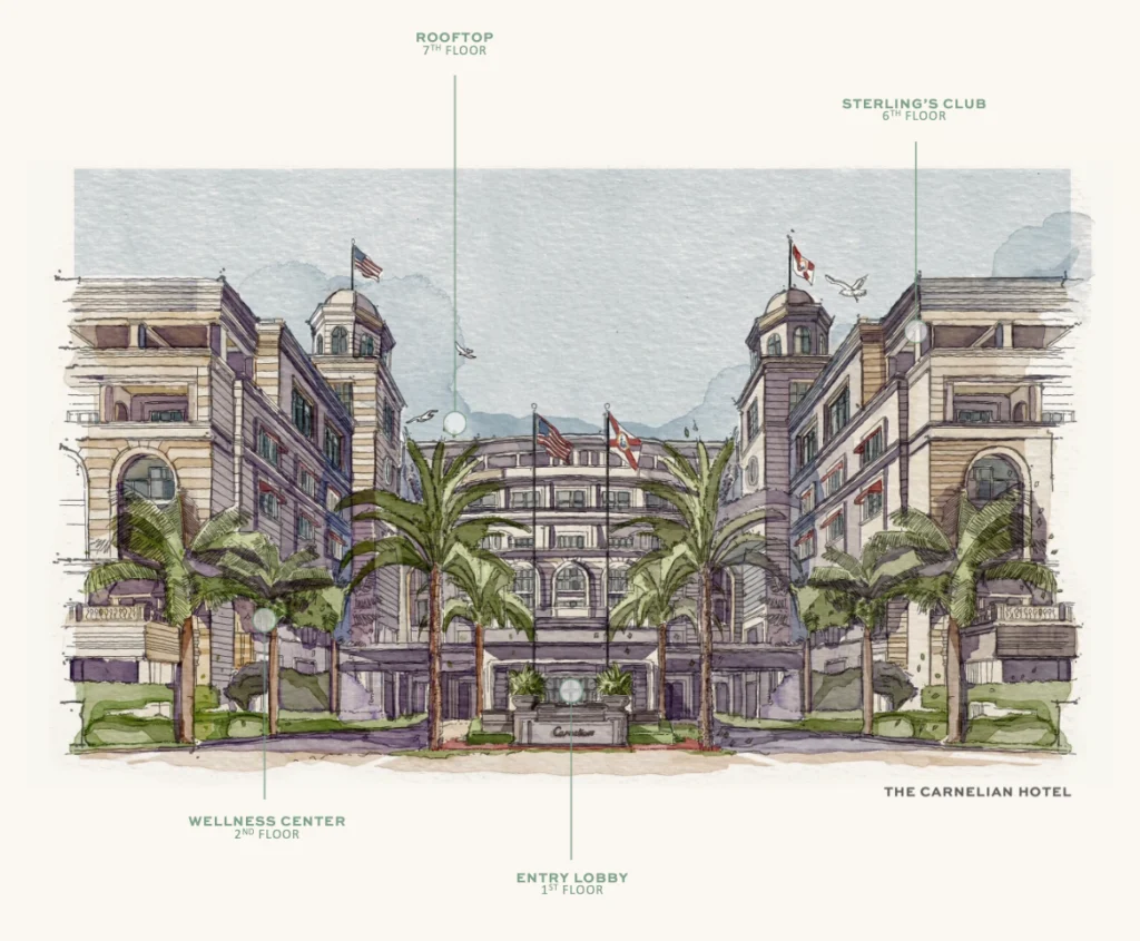 Architectural sketch of The Sterling's Club private membership club in Naples
