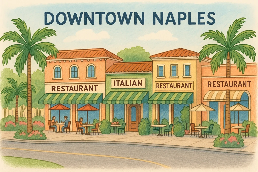 Art work of downtown restaurants