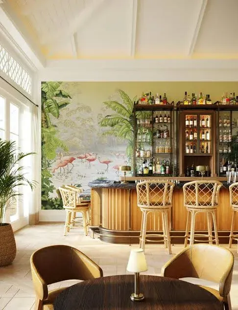 Bar with rattan stools at Four Seasons Resort Naples Beach Club