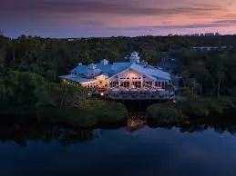 Bayhouse restaurant at dusk on the water