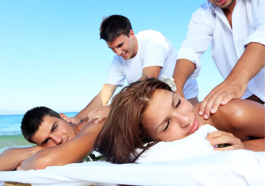 Beach retreat couples massage