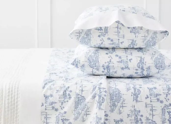 Blue and white bedding at Serena & Lily
