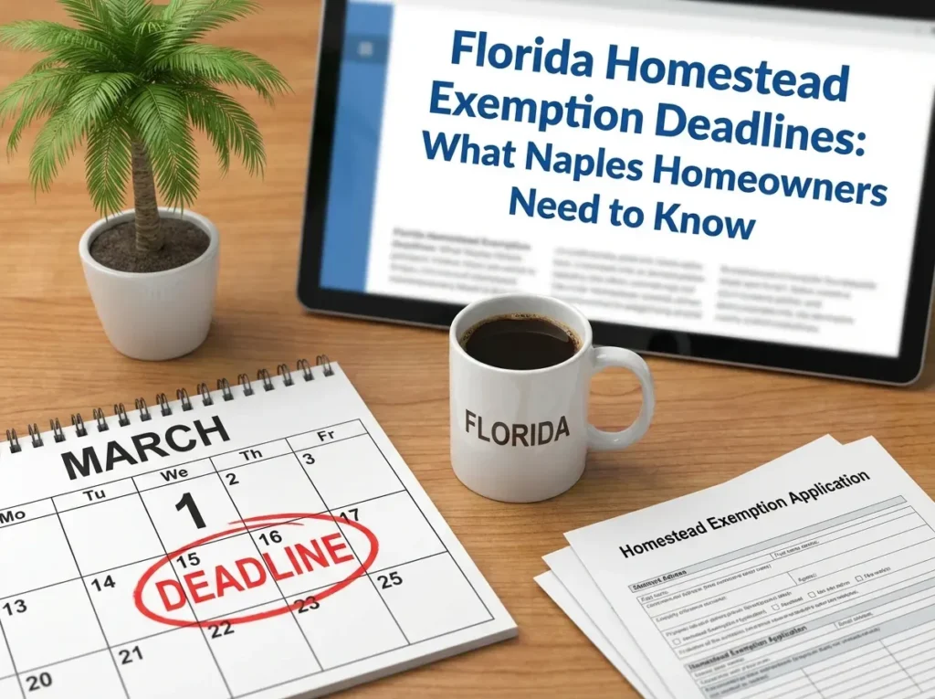 Calendar marking the March 1 Florida homestead exemption deadline