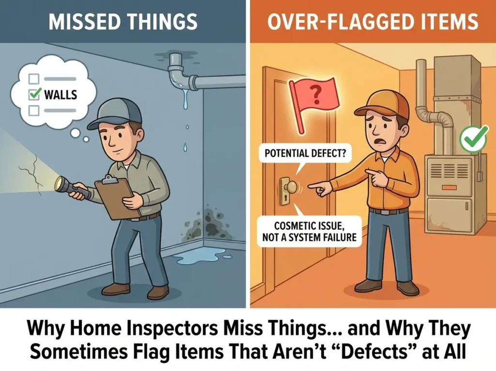 Cartoon showing Inspection Misses and Inspection Non-Defects