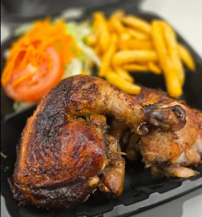 Chicken with french fries dish