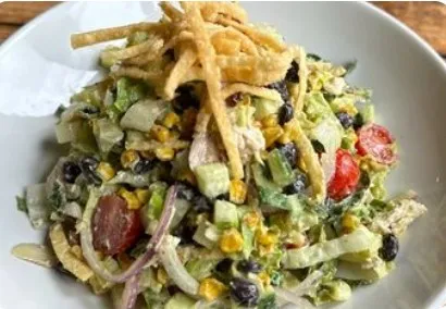 Chopped salad with corn, black beans and crispy onions at Taberna Burntwood