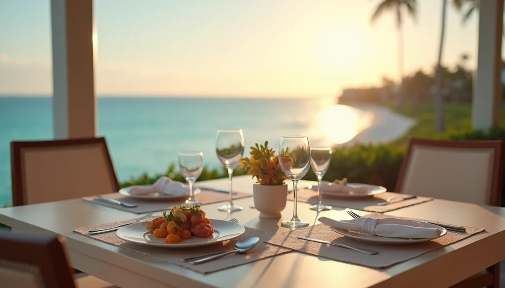 Close-up view of a luxury dining setup overlooking the Gulf of Mexico in Naples