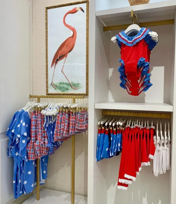 Clothes hanging inside The Beaufort Bonnet Company