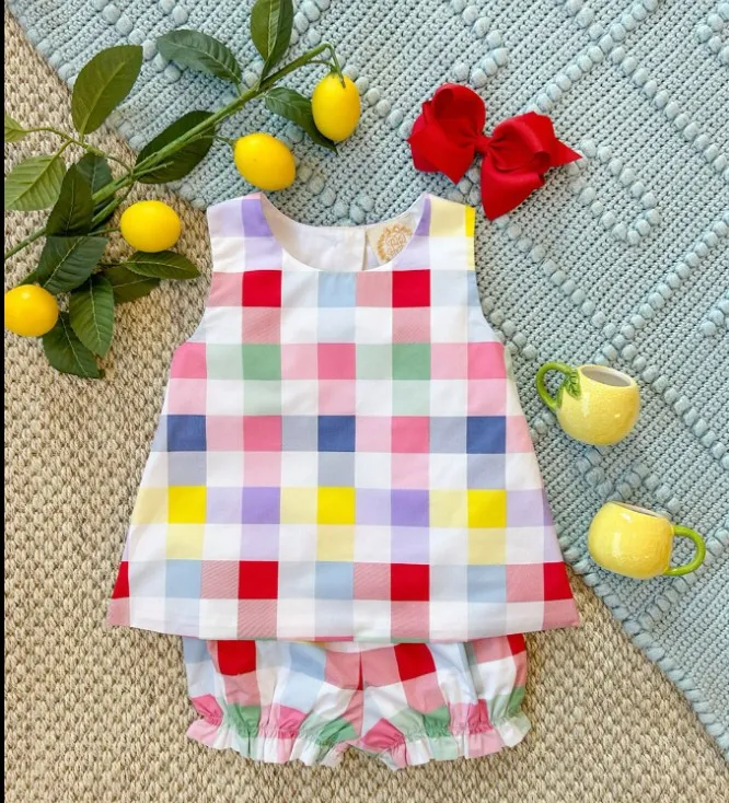 Colorful checkered girls onesie