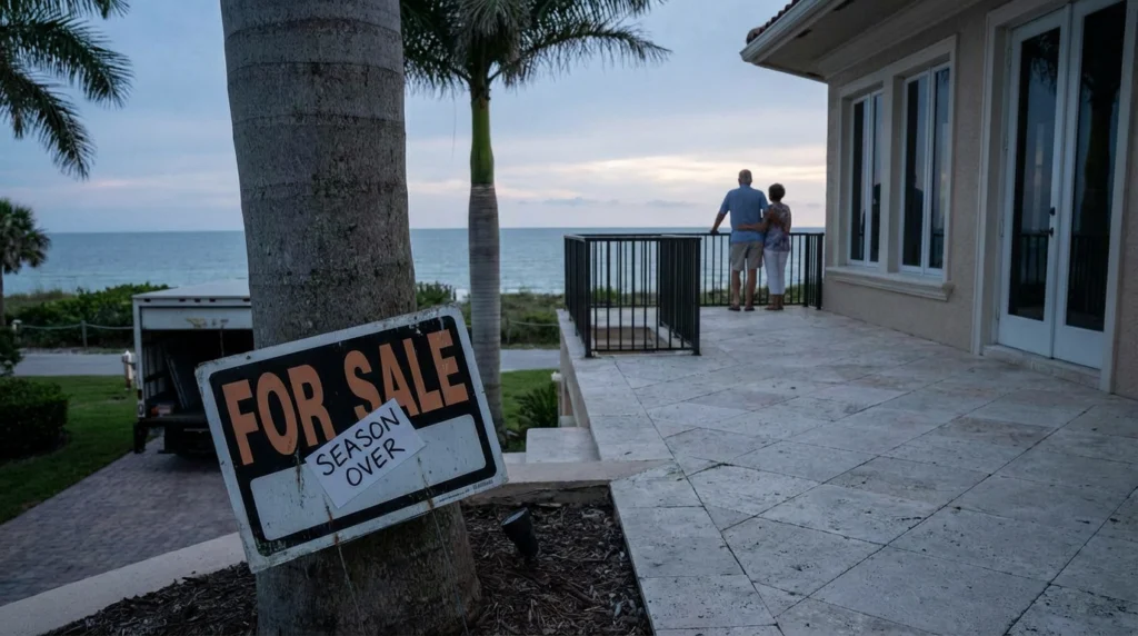 Couple standing outside their home that is for sale.