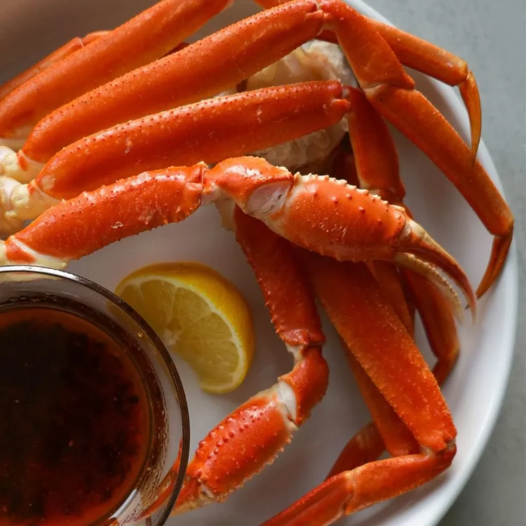 Crab legs with butter dish