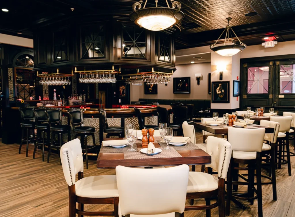 Dining room and bar inside Soluna Restaurant