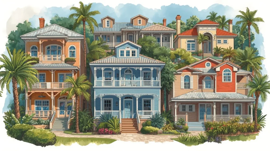 Drawing of florida style homes