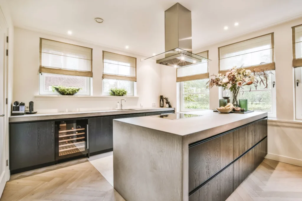 Elegant modern kitchen with large island
