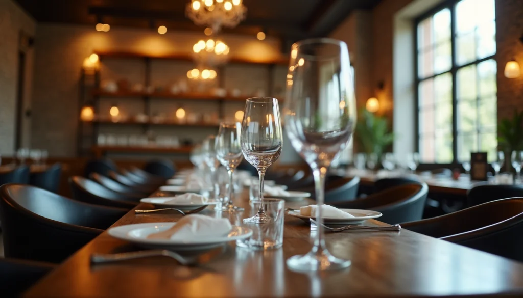 Eye-level view of a gourmet restaurant