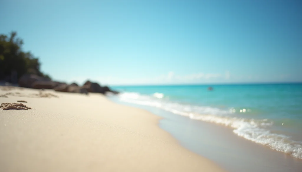 Eye-level view of a sandy Naples beach with calm blue waters