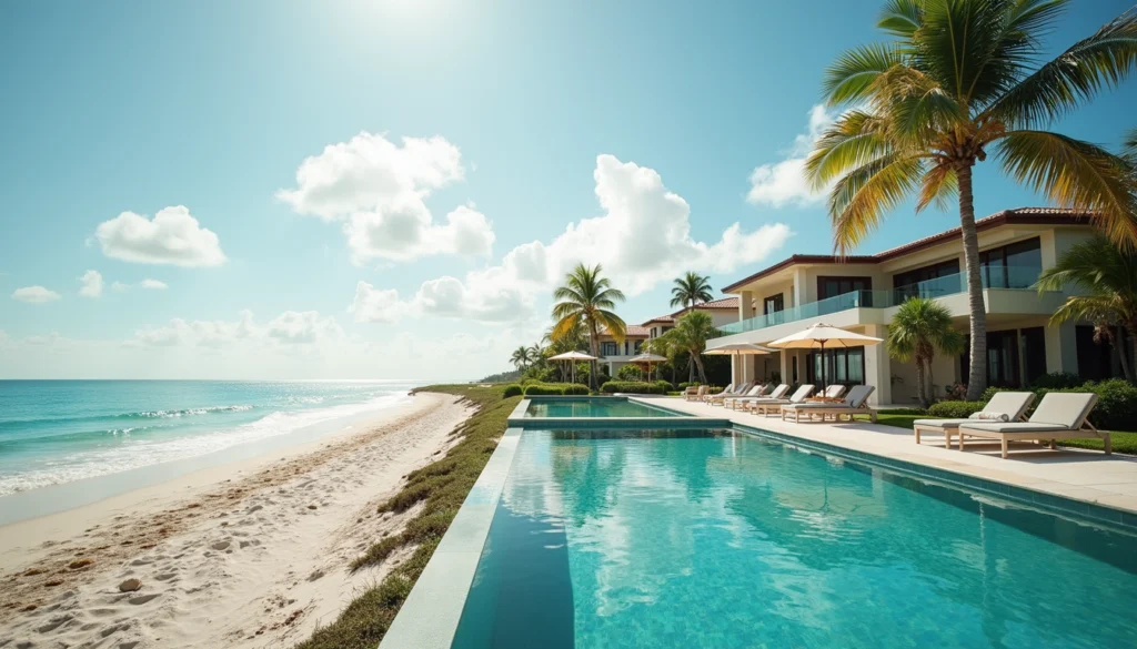 Eye-level view of luxury beachfront homes in Naples Florida