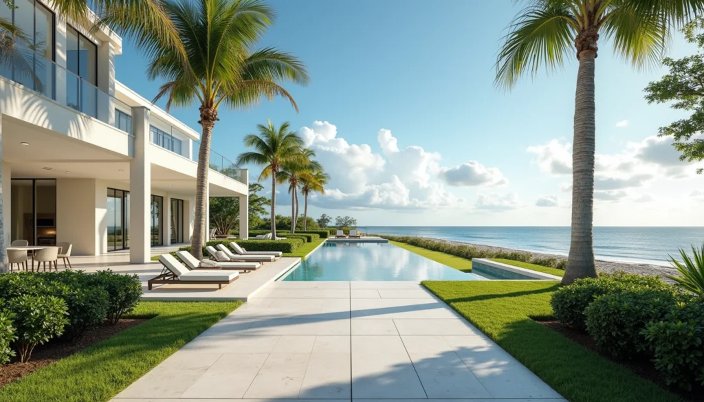 Eye-level view of luxury beachfront homes in Naples, Florida