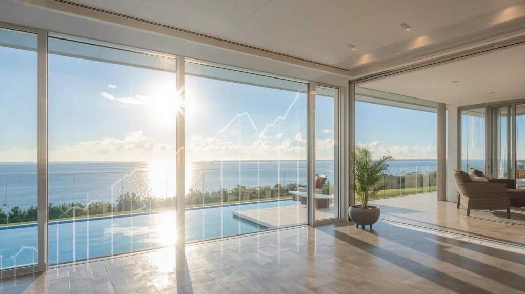 Florida home with a graph overlay.