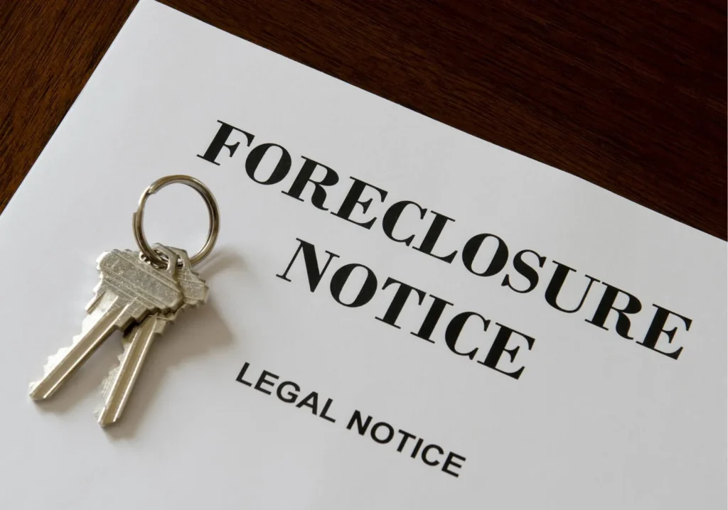 Foreclosure Legal Notice with a set of keys