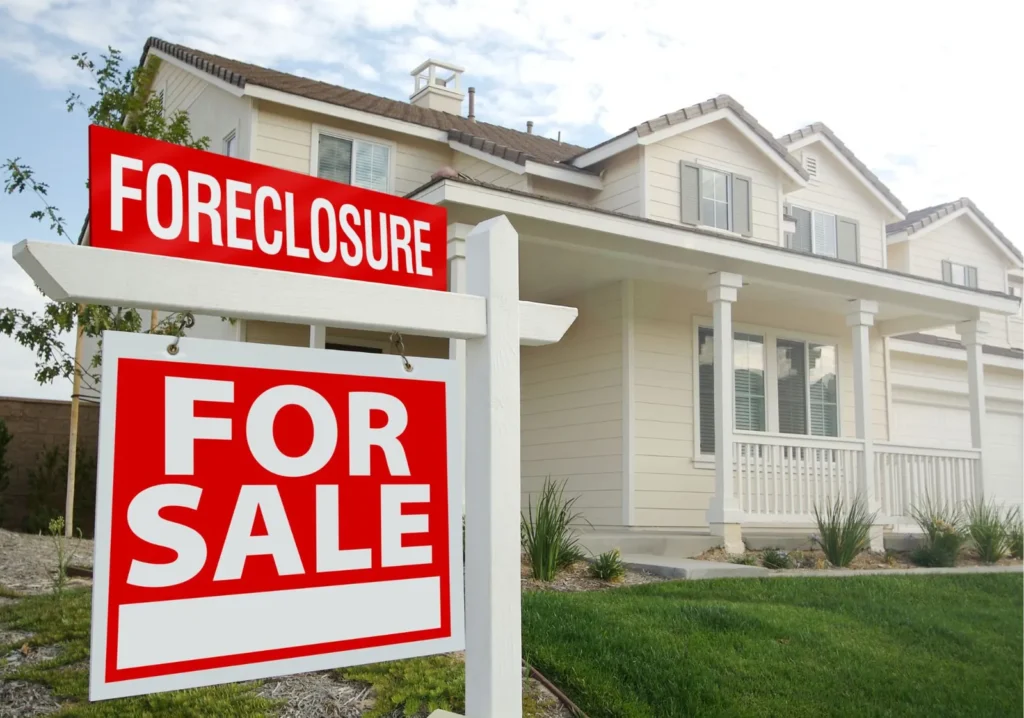 Foreclosure sign outside a home