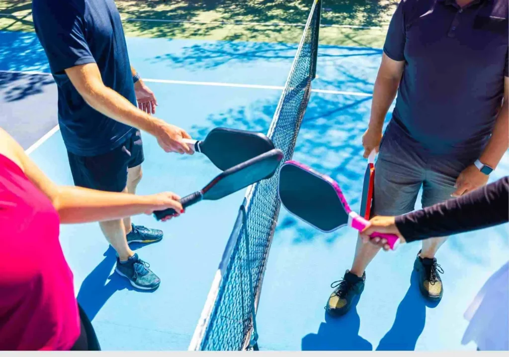 Foursome on pickleball court