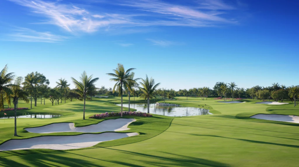 Golf course fairway and bunkers at Four Seasons Resort Naples Beach Club