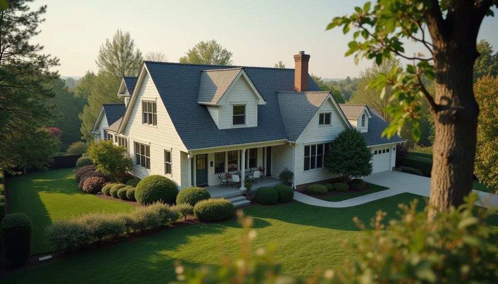 High angle view of a home in a suburban neighborhood