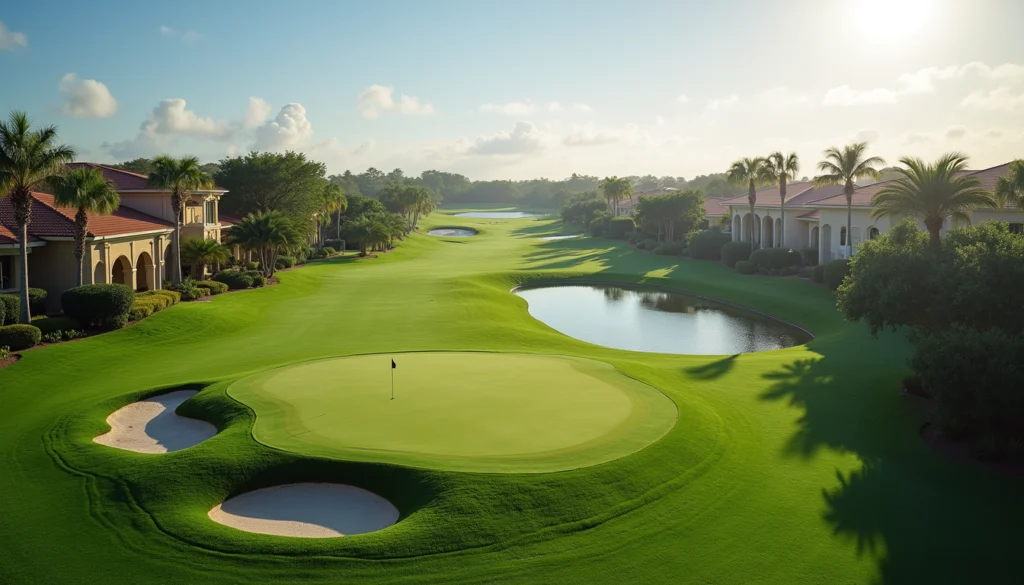 High angle view of a luxury golf course community in Naples