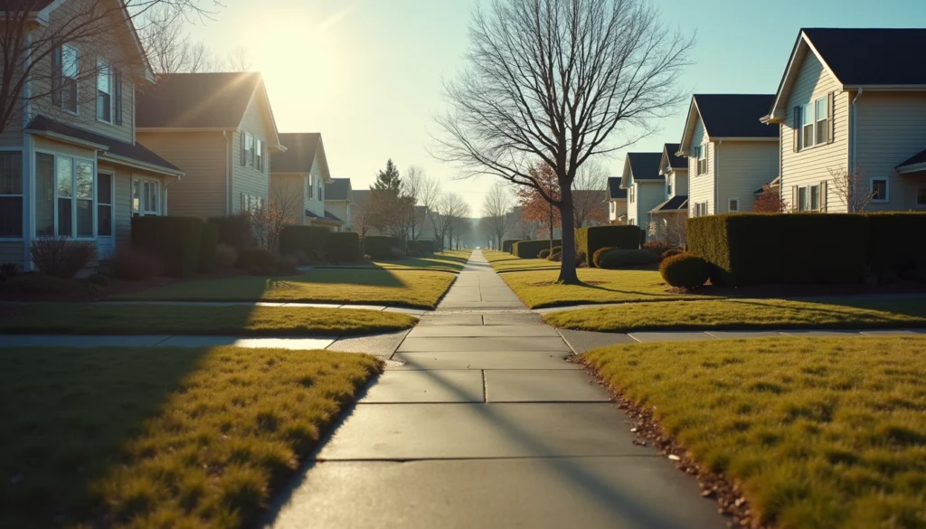 High angle view of a suburban neighborhood