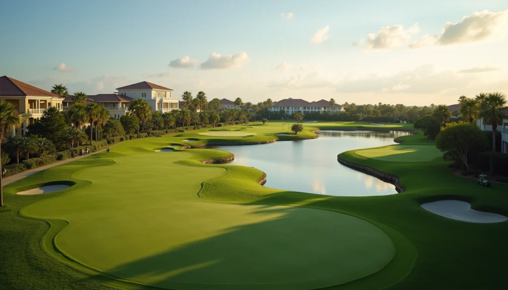High angle view of luxury golf course community in Naples