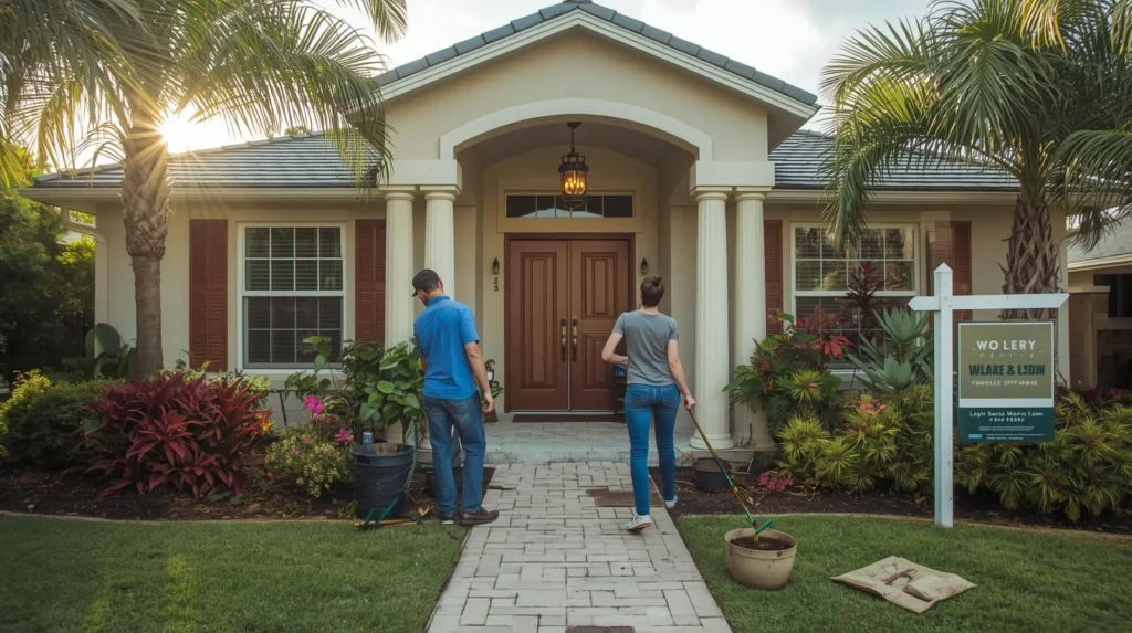 Home owners preparing their home for sale.
