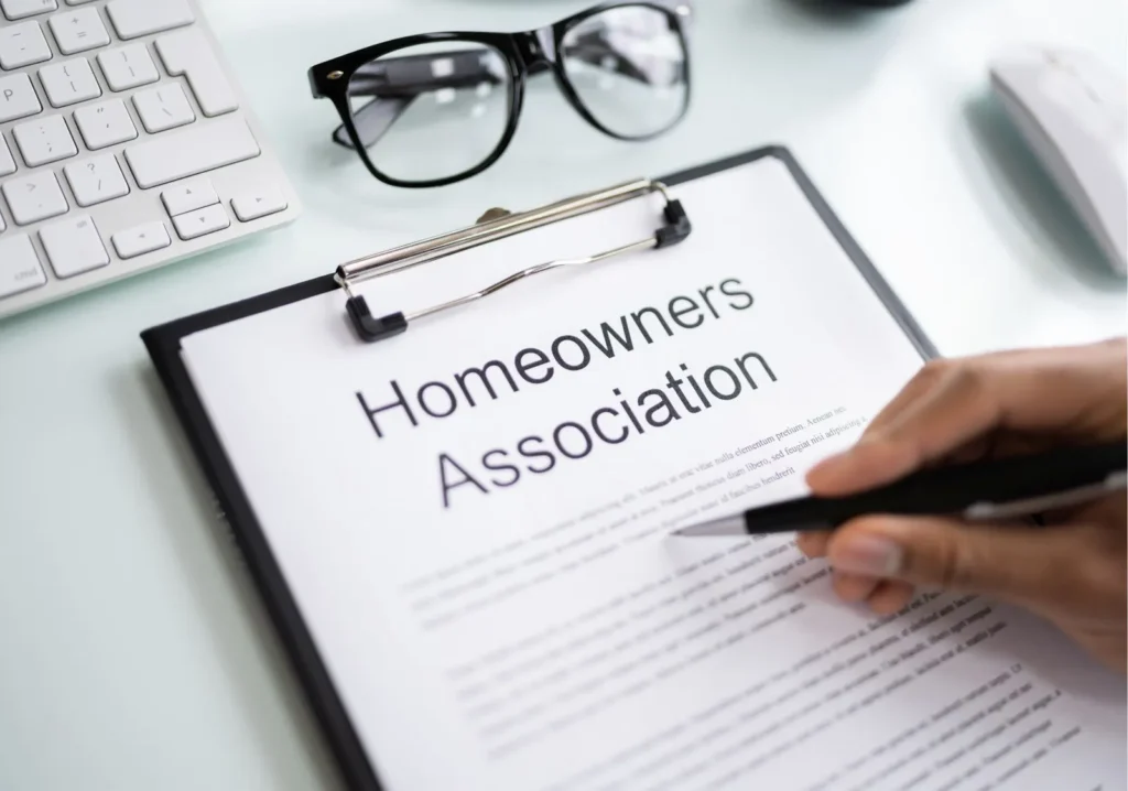 Homeowners association rules on a clipboard