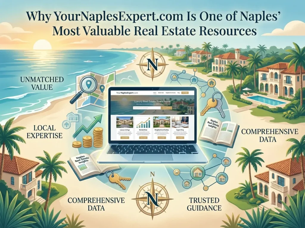 Illustrated map of YourNaplesExpert.com resources including local expertise and trusted guidance
