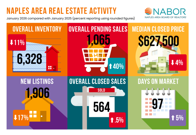 Infographic for Naples January Month End Market data