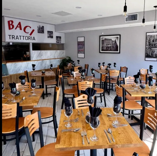 Inside Baci Trattoria & Pizza restaurant