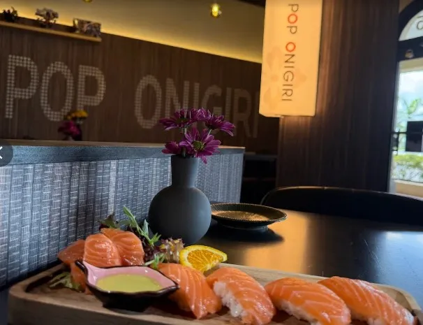 Inside view of Pop Onigiri showing a sushi plate