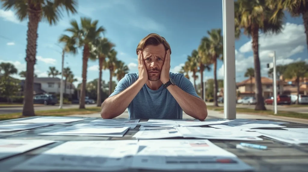 Man at a desk looking at reports.