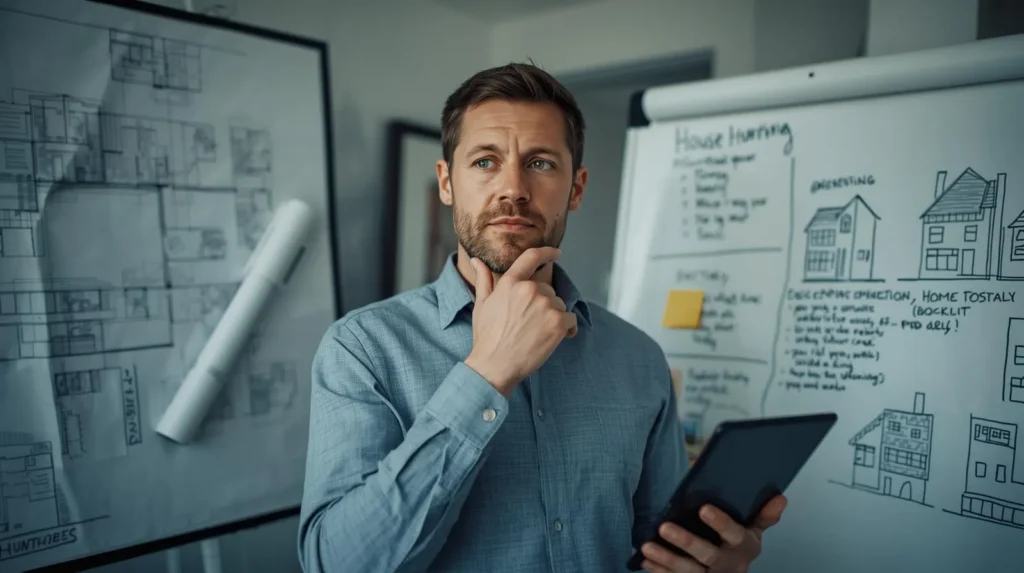 Man trying to make a home purchase decision