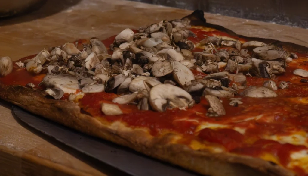 Mushroom pizza at Baci Trattoria and Pizza