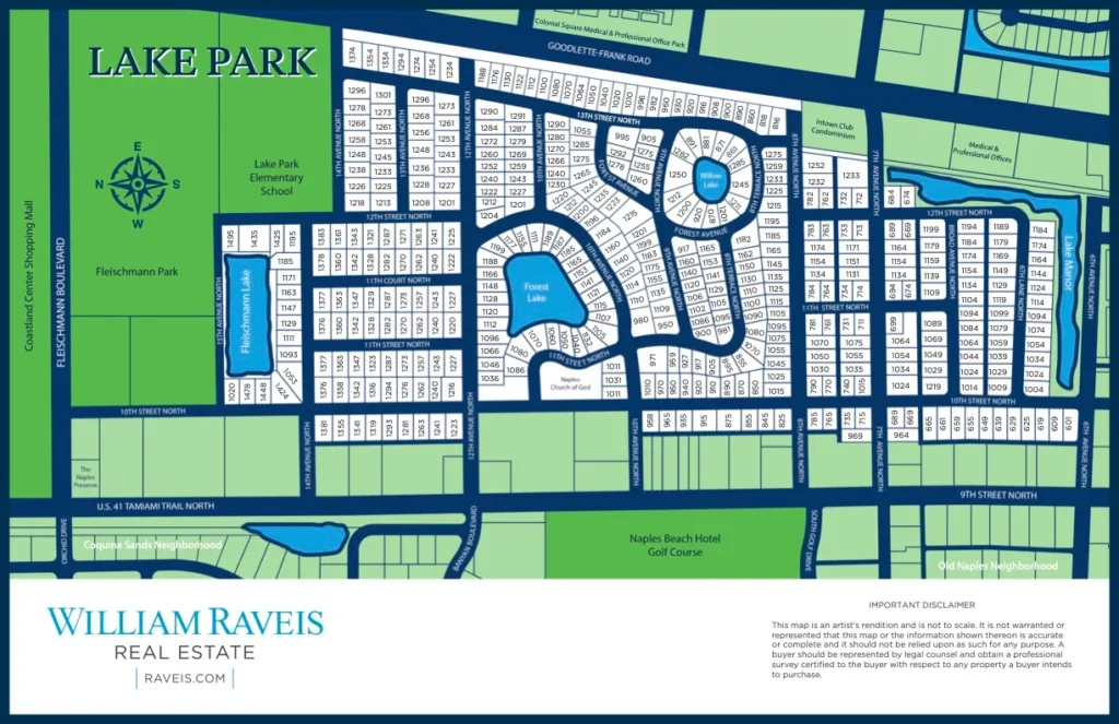 Neighborhood map of Lake Park in Naples