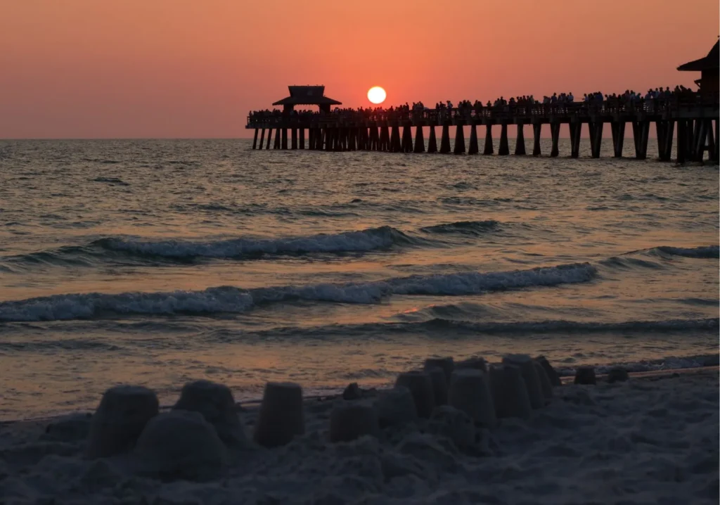 Orange sunset at the Naples Pier