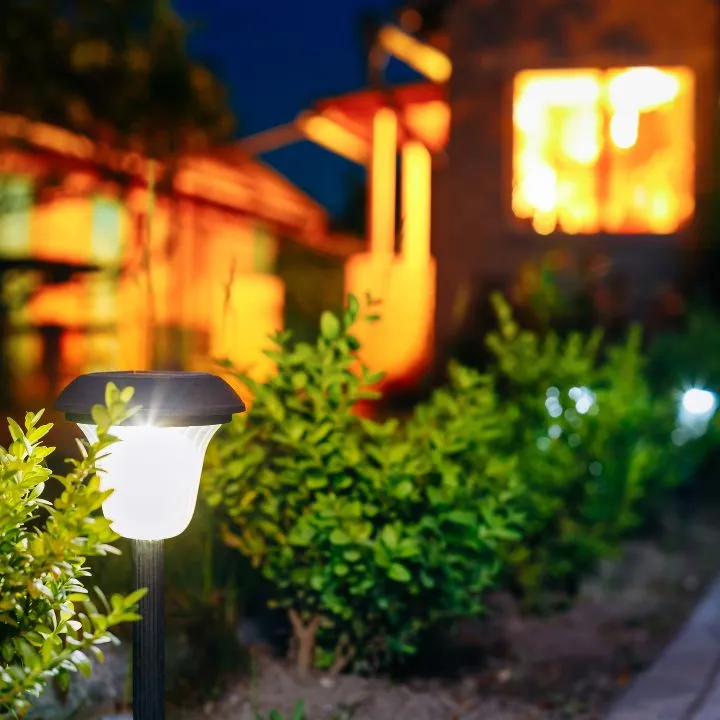 Outdoor landscape lighting at night