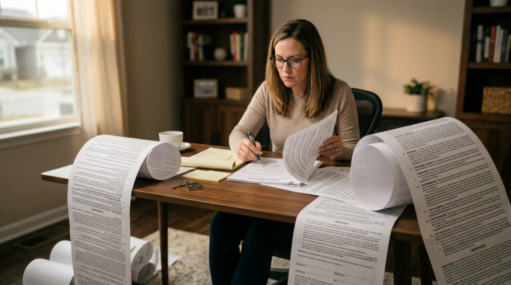 Person reading a contract