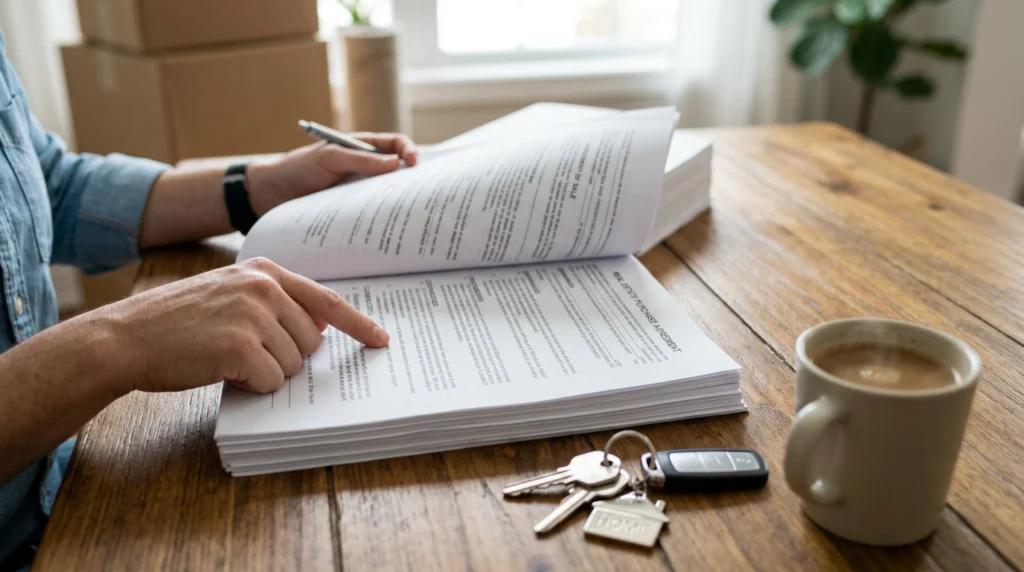 Person reading a contract