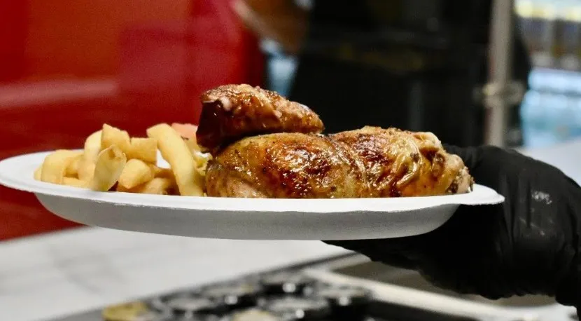 Peruvian rotisserie chicken with fries at D'Peru