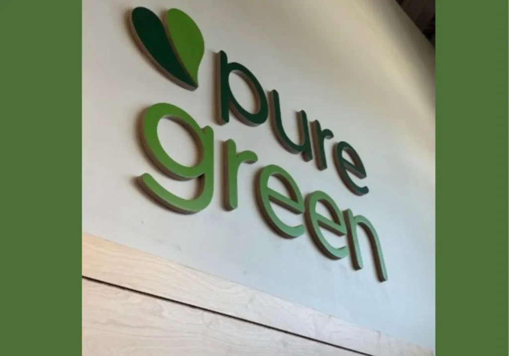 Pure Green logo on front door